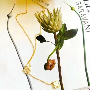 ❗️SOLD❗️Rachel Zoe Mother of Pearl Clover Pendent 18K Gold Y Necklace